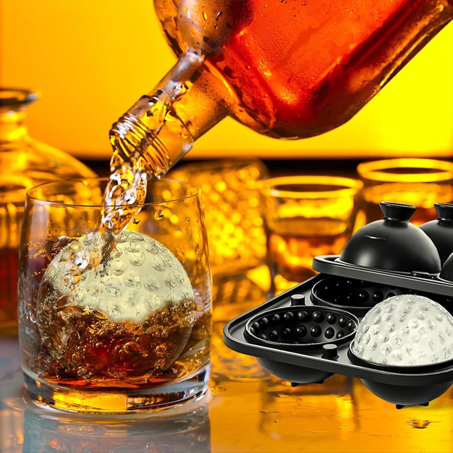 Golf Ball Ice Cube Mold 2.1 Inch Large Silicone Golf Ball Ice Cube Molds Fun Shapes Craft Sphere Ice Molds Novelty Christmas Gifts Stuff for Men Women Cocktails, Bourbon,Brandy, Whiskey(1, Golf Ball)