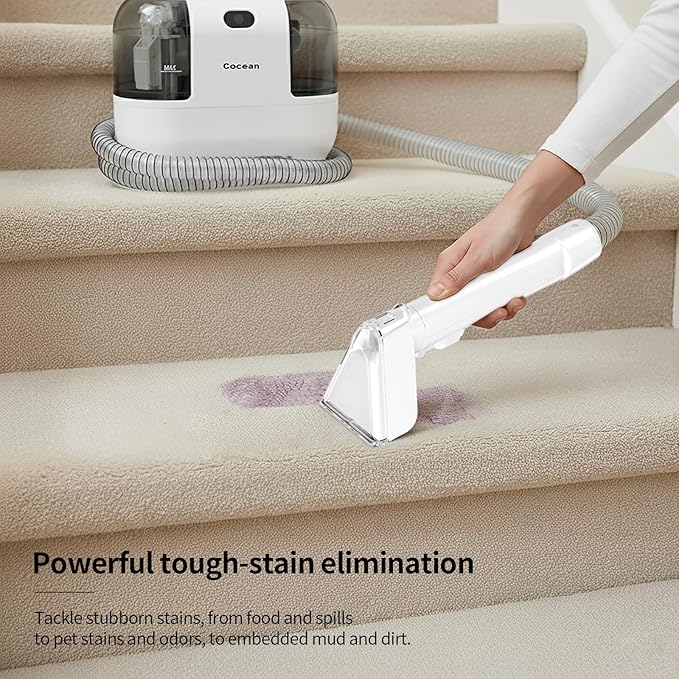 COCEAN Multi-Purpose Portable Carpet and Upholstery Cleaner, Carpet Cleaner Machine Powerful Suction Spot Cleaning, Deep Stain Cleaning shampooer for Carpet, Car Seats, Pets,Rug, with BrushHead