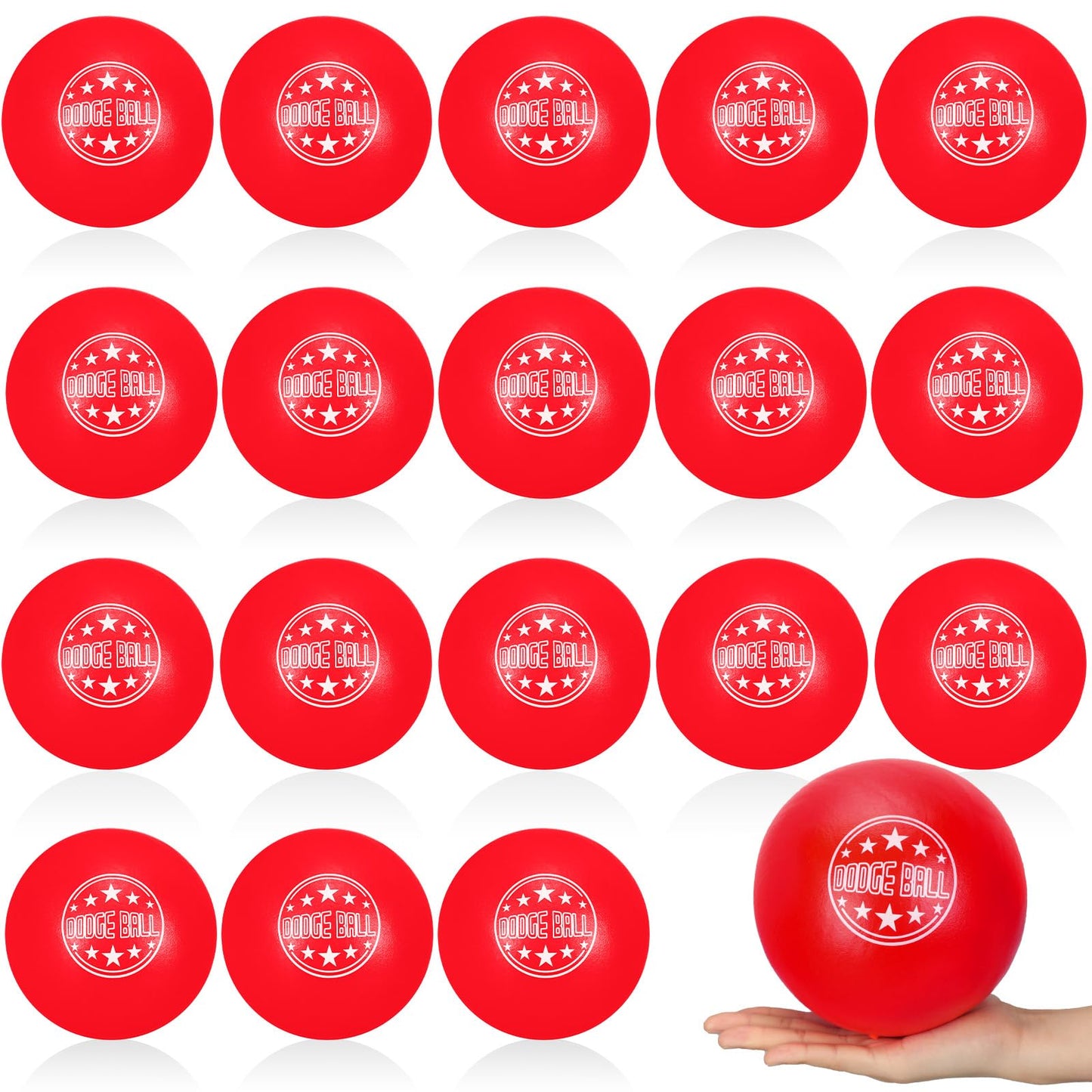 Jerify 18 Pcs Foam Dodgeball Set 6 Inch Soft Skin Playground Dodgeballs Bulk, Low Density Foam for Non Sting Dodgeball Sports Equipment for Kids and Adults (Red)