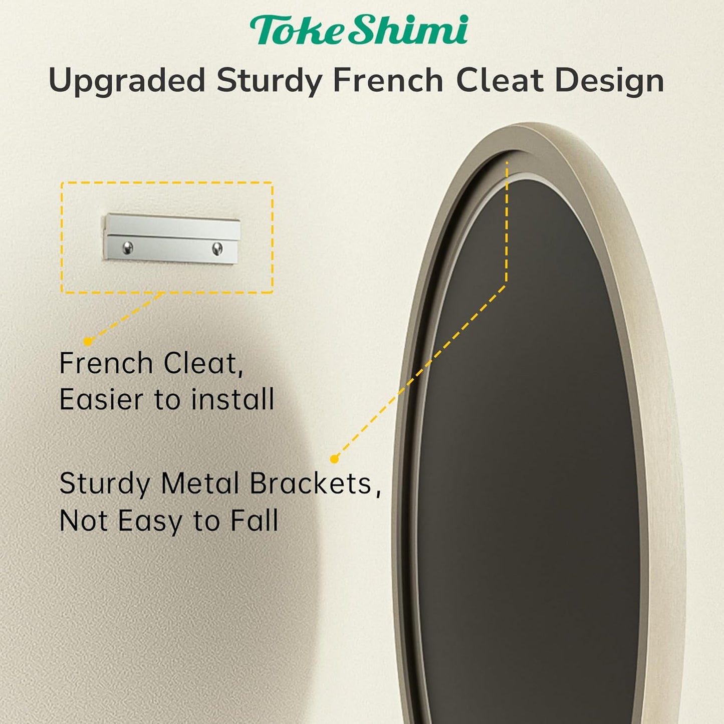 TokeShimi 16 in Round Bathroom Vanity Mirror Framed Brushed Nickel Bathroom Mirror for Wall Farmhouse, 16x16 Shatterproof Circle Bathroom Mirrored for Living Room, Bedroom, Entryway, Restroom