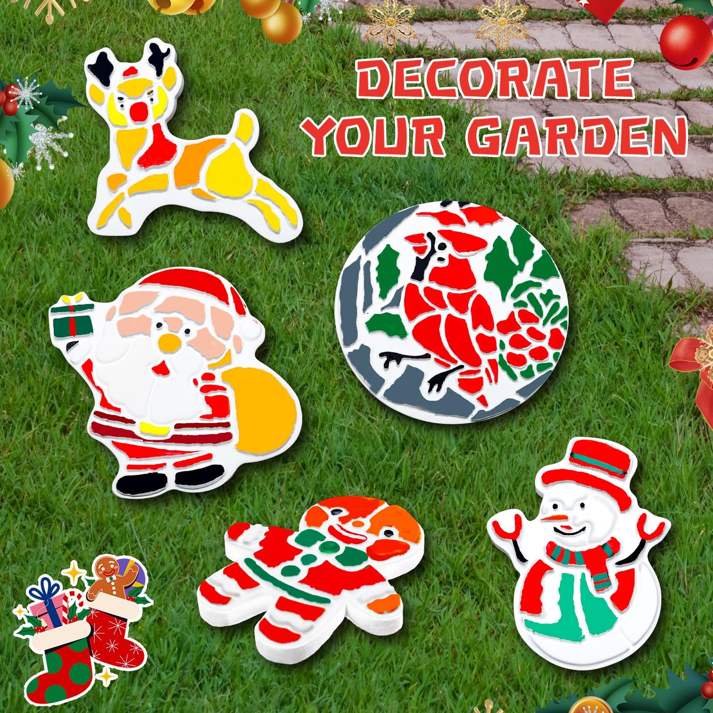 EggSun 8Pcs Stepping Stones Painting Crafts Kit for Kids 4 8 6, DIY Garden Stones Outdoor Paint Your Own Ceramic Unicorn Arts and Crafts for Boys Girls Ages 4 7 9 10 12 Christmas Birthday Gifts