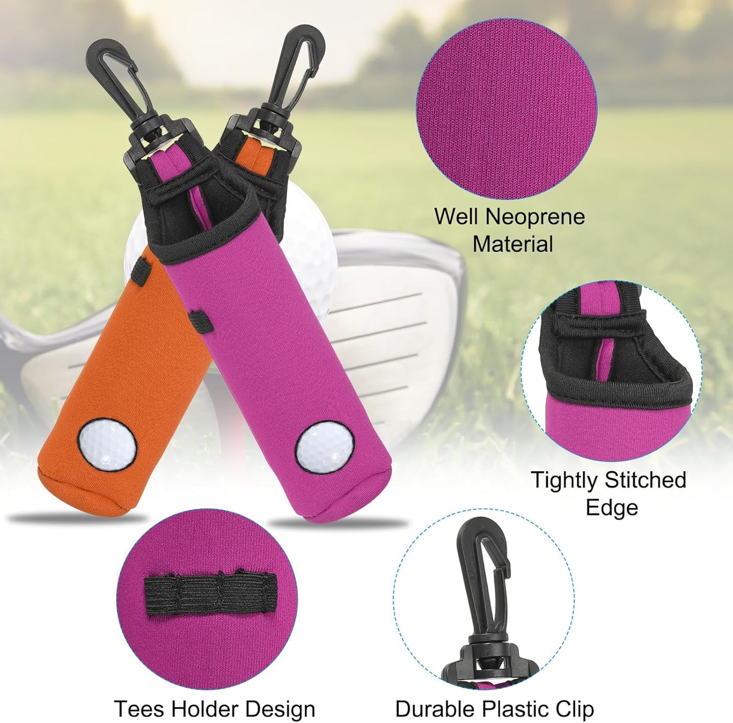 PATIKIL Golf Ball Carry Bag Golf Tee Holder Pouch Portable Neoprene Golf Ball Holder with Clip for Men and Women