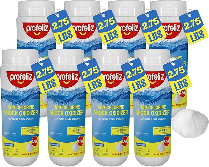 PROFELIZ 8 Pack Non Chlorine Shock Oxidizer for Hot Tubs, Chlorine-Free Spa Pool Shock Treatment, Quick Dissolving Oxidizing Water Clarifier, 2.75 lbs per Bottle