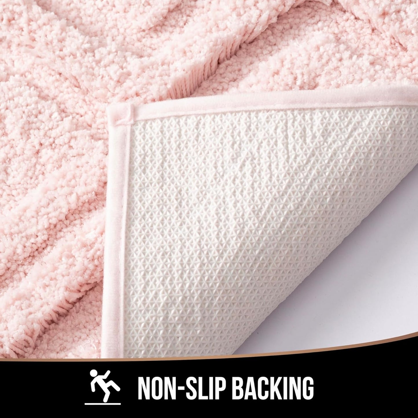 Bath Mat & Bathroom-Rugs 43x24, Ultra Soft Machine Washable Microfiber Bath Mat, Absorbent Quick Dry Non Slip Rug for Bathroom Floor, Tub and Shower, Pink