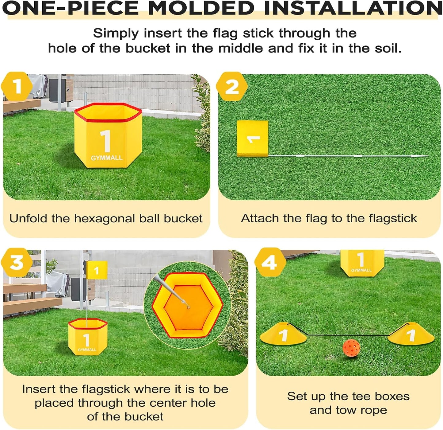 Backyard Golf Set for Kids, Adults and Family, Portable 9 Holes Golf Course with Balls, Flags and Carry Bag for Lawn, Park, Beach and Hotel - Yellow