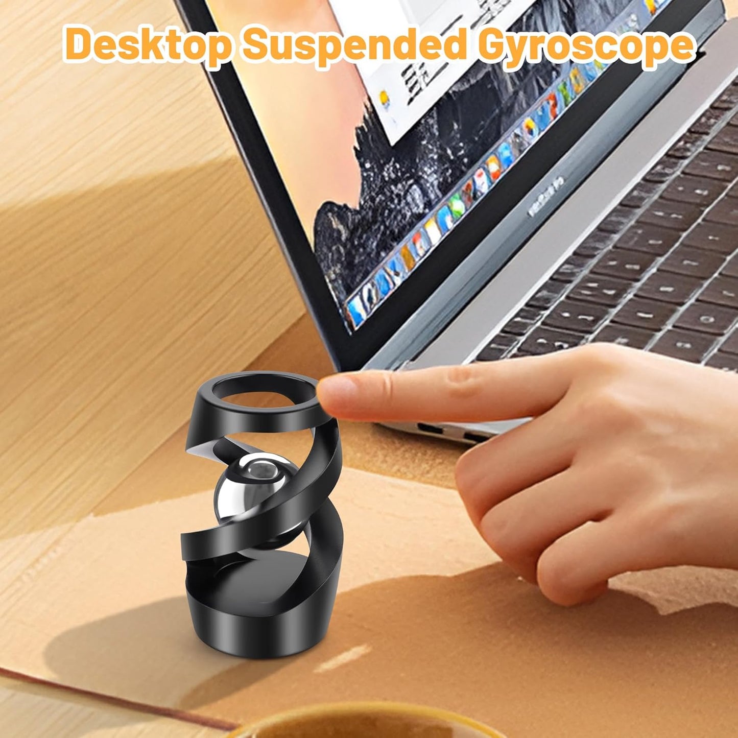 Upgraded Kinetic Desk Toys, Kinetic Spinning Desk Toy for Office for Adults, Quite Fidget Toys for Kids Teens, Desk Fidgets for Adults with ADHD (Black Silver)