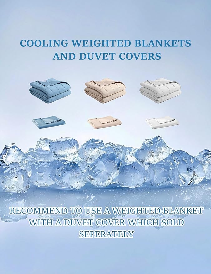 BB BLINBLIN Cooling Weighted Blanket Heavy Blanket, Calm and Sleep, Premium Soft and Comfortable Material and Glass Beads (Light Grey, 60''x80'' 25lbs), Suit for Adult(~240lb) Use on Queen/King Bed