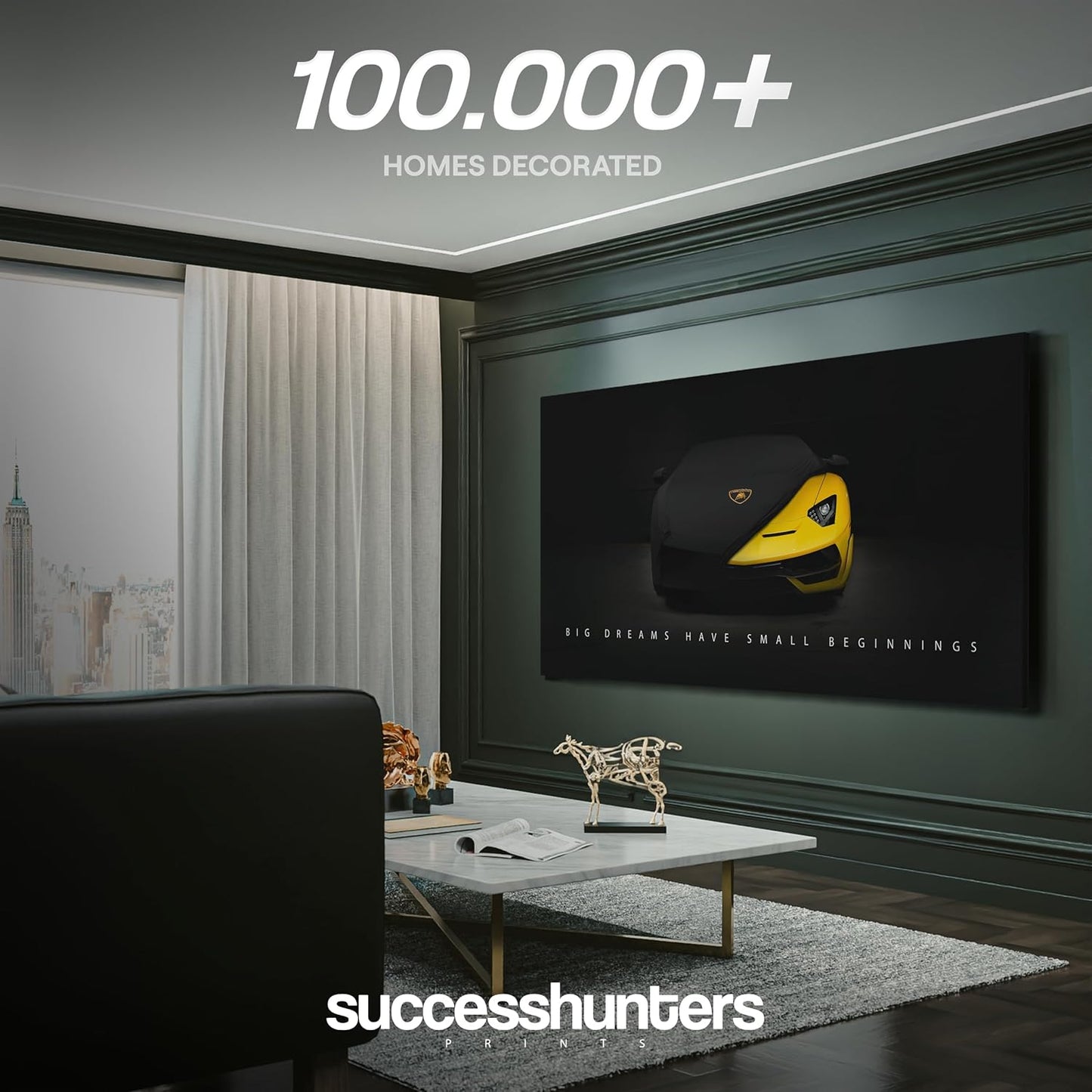 Motivational Wall Art for Office, Super Car Art Canvas, Inspirational Automotive Decor for Lamborghini Sportscar Lovers, Motivational Wall Decor for Office and Home, Inspiring Car Poster (20 X 10 in)