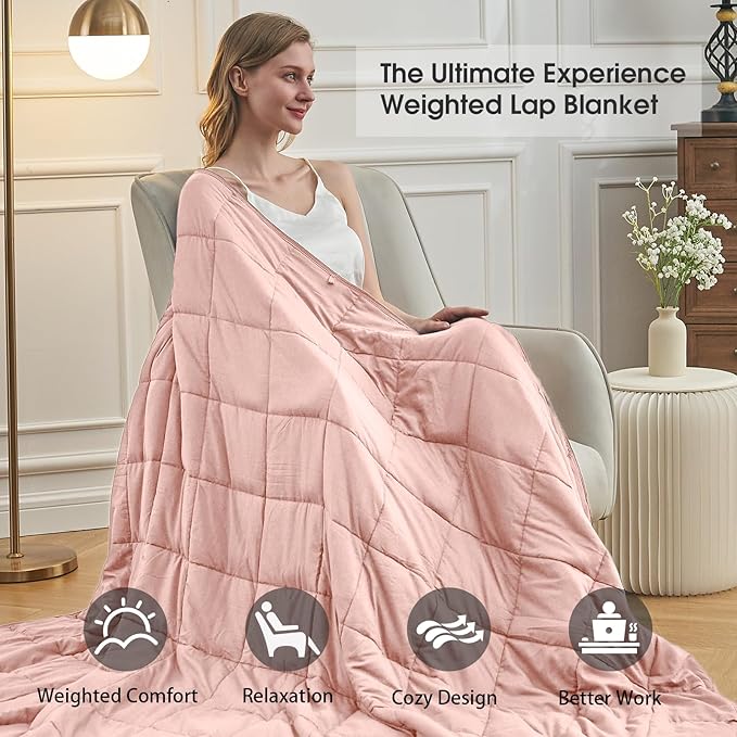 Pink Weighted Blanket for Adults 12lbs, 48"x72", Twin Full Size Cooling Heavy Throw Blanket for 110-130lbs, Microfiber Soft Thick Big Blankets Weighted Comforter Gift for Sleeping