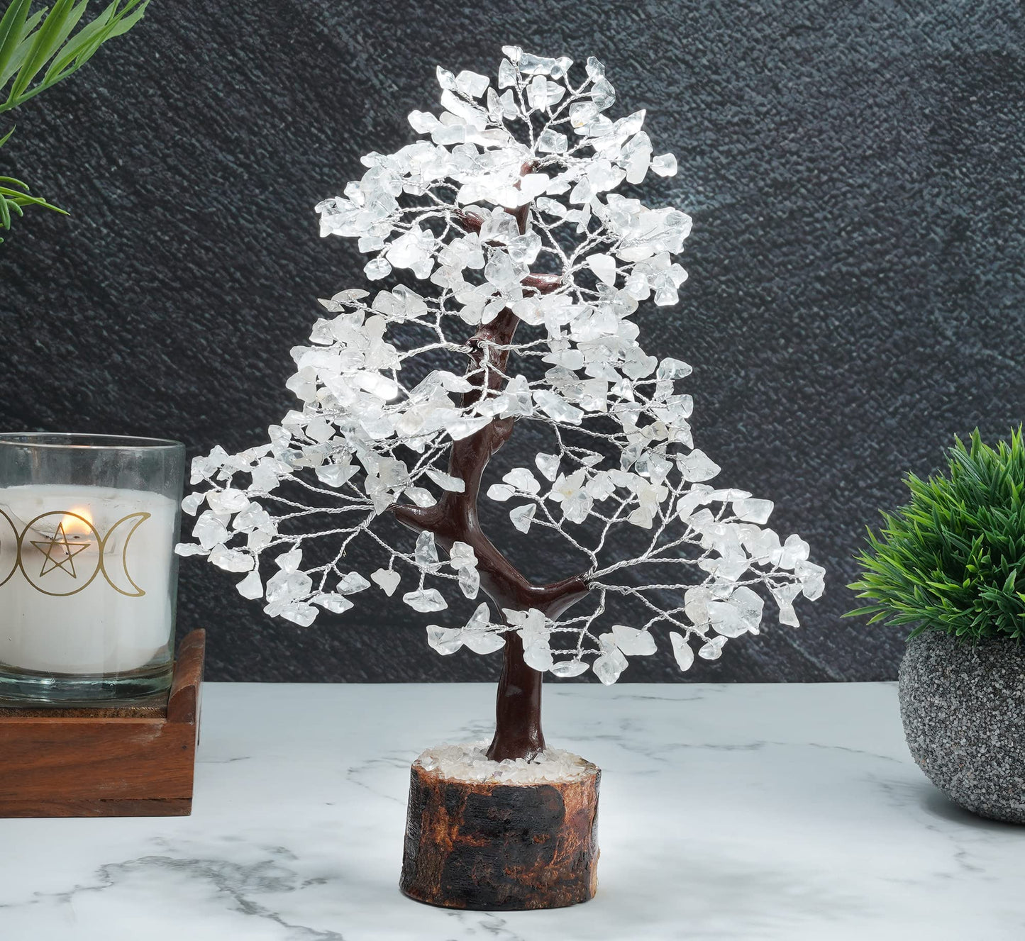 Crocon® Clear Quartz Crystal Tree Birthday Gifts for Women, Men, Friends Healing Crystals Tree of Life Sister Gift for Her, Home Decor, Gift for Mom, House Warming Gift New Home Unique Gifts Idea