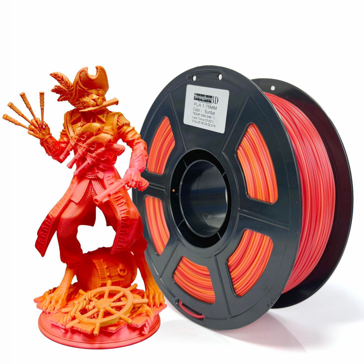 PLA 3D Printer Filament 1.75mm,Rainbow,Multi Color,red Orange Yellow Filament,Net Weight 1kg(2.2lbs)
