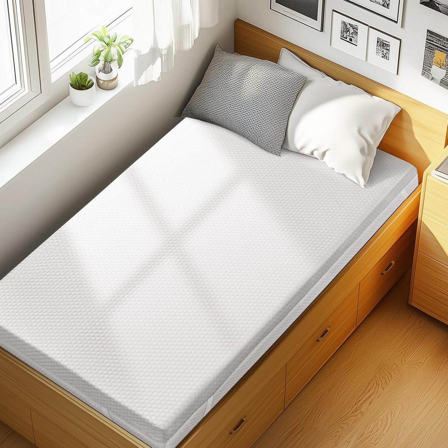 PERLECARE 4 Inch Gel Memory Foam Mattress Topper for Pressure Relief, Premium Soft Mattress Topper for Cooling Sleep, Non-Slip Design with Removable & Washable Cover, CertiPUR-US Certified - Twin