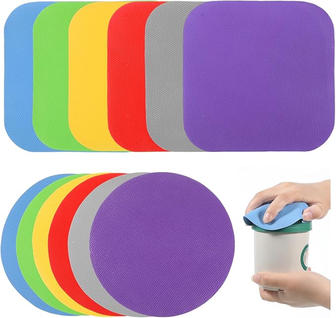 12PCS Rubber Jar Opener Pads Set 5 Inch Round Bottle Jar Opener Multi-function Silicone Bottle Openers Round Heat-insulated Non-Slip Gripper Pads for Seniors Weak Hands Easy Opening