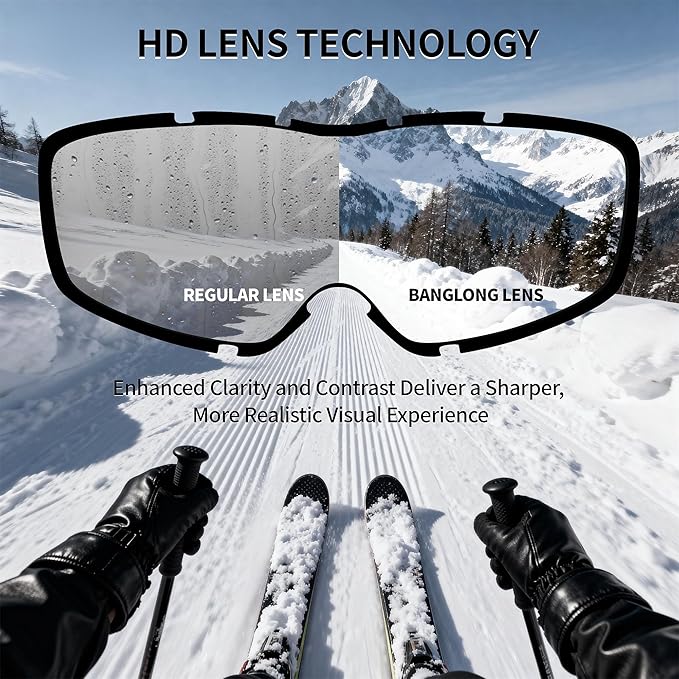 BangLong Ski Goggles, Snowboard/Snow Goggles Anti Fog UV Protection Design for Men Women Skiing, Skating,Snowmobilet,Youth