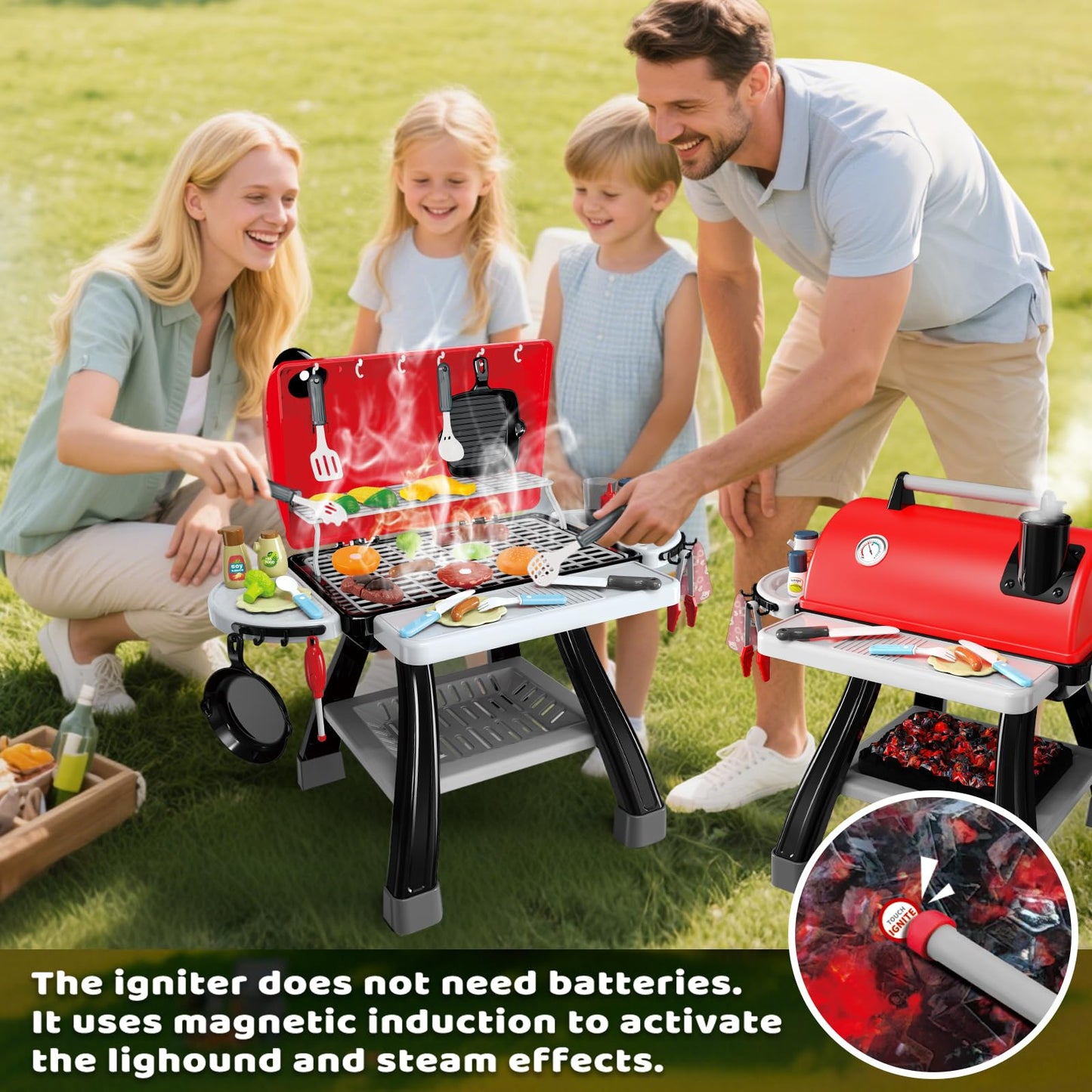 35pcs Kitchen Toy Set, Toy BBQ Grill Set, Cooking Toy Set, Little Chef Play, Kids Grill Playset Interactive BBQ Toy Set, Kids Kitchen Playset Toy Christmas Birthday Gift
