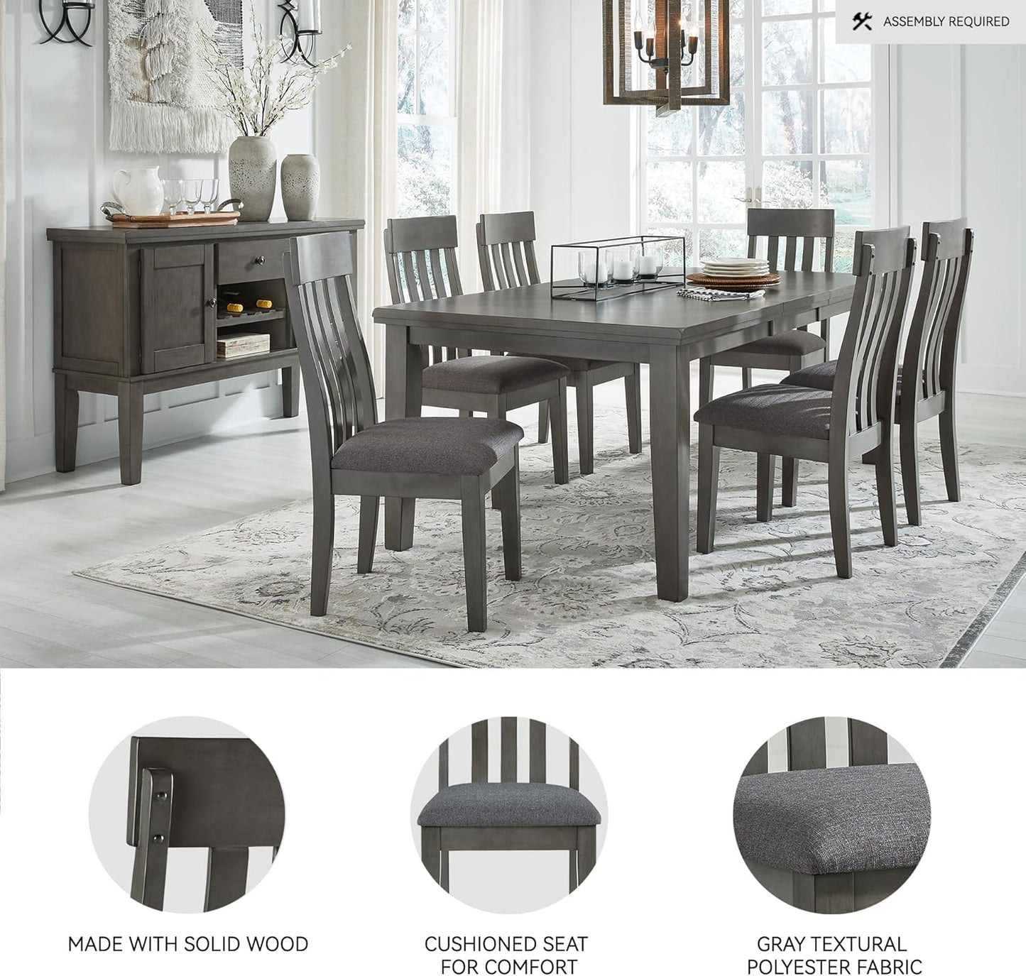 Signature Design by Ashley Hallanden Modern Slat Back 18.63" Dining Room Chair, Set of 2, Gray