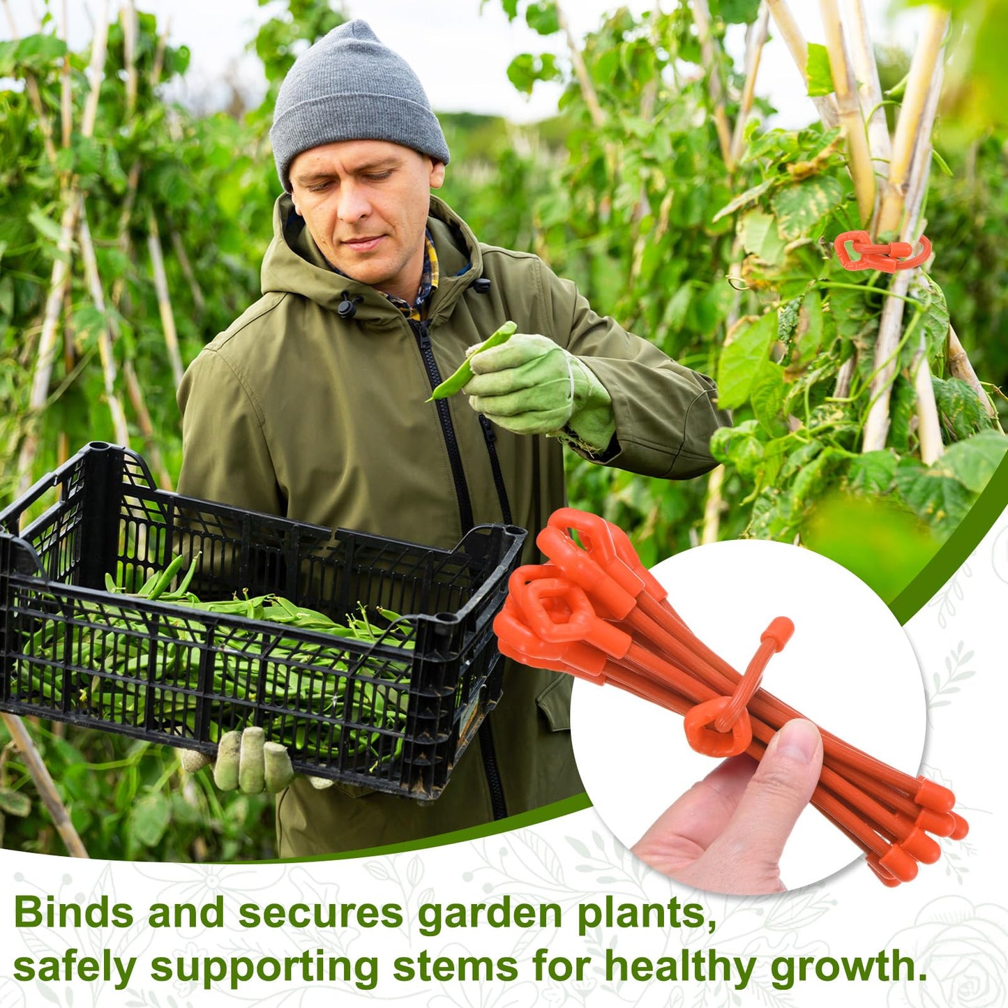 M METERXITY 6-Pack Adjustable Plant Ties, 12inch/30.48cm Silicone Flexible Multi-Function Sturdy Garden Twist Tie for Plant Support/Tree/Shrub/Vine, Reusable Support Twine [Orange]