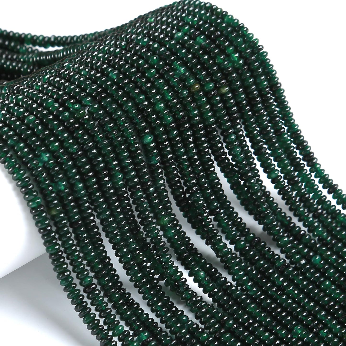 150PCS 2x4mm Natural Blackish Green Jade Stone Rondelle Beads Abacus Disk Stone Beads Round Loose Spacer Gemstone for DIY Bracelet Necklace Jewelry Making