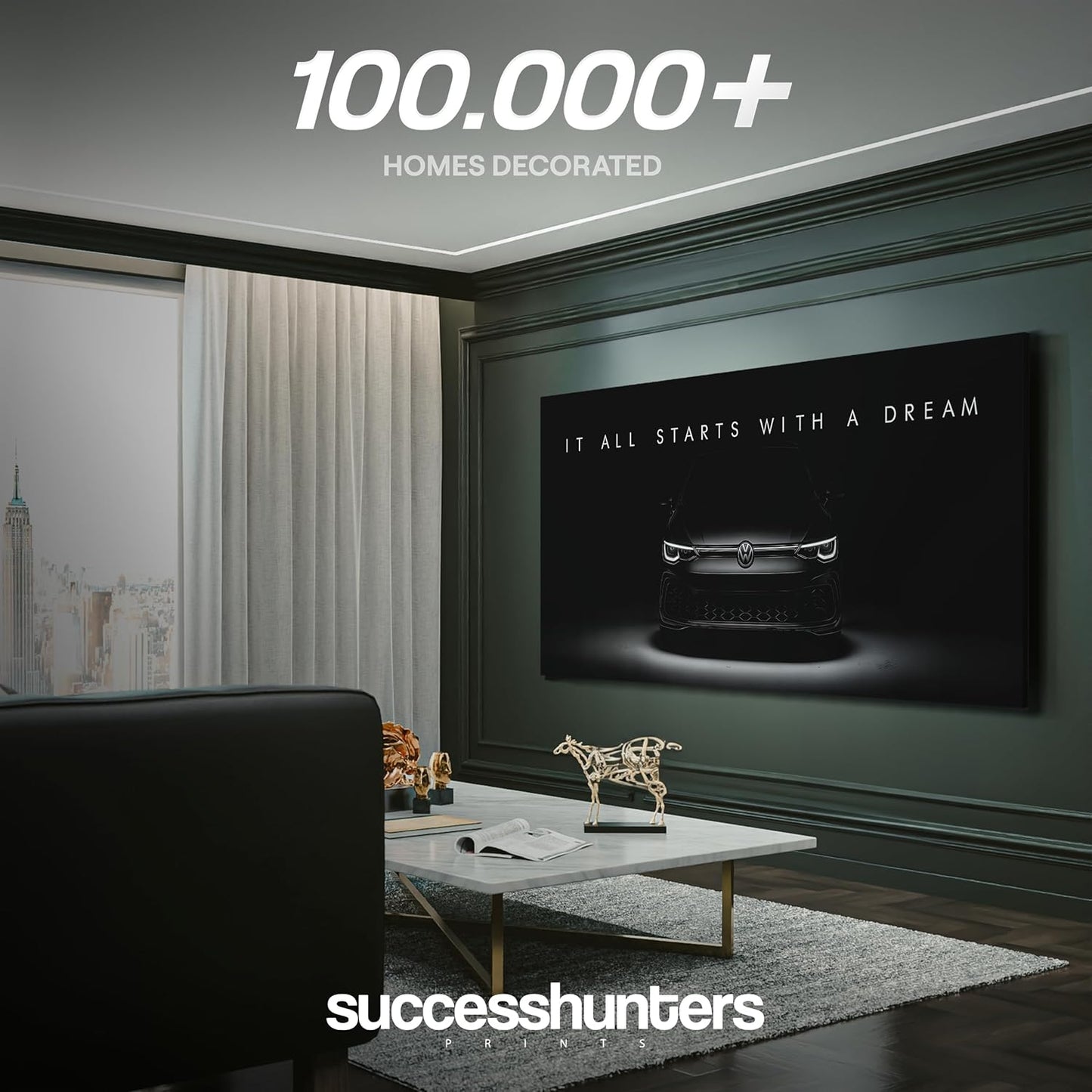 Motivational Wall Art for Office, Super Car Art Canvas, Inspirational Automotive Decor for Volkswagen Golf R Mk8 Sportscar Lovers, Motivational Wall Decor for Home, Car Poster (20" x 40" in)