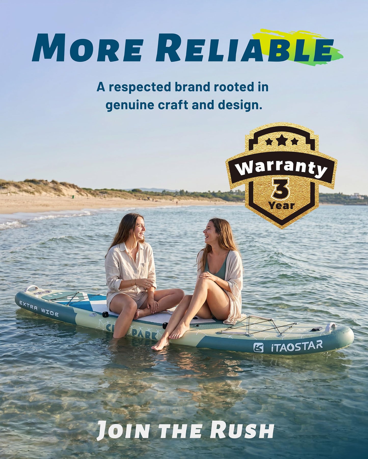iTAOSTAR C03EP 35" Wide Paddle Board, More Fun Inflatable SUP Board with 5 Fins，12 Foot Stand Up Paddle Board with Premium SUP Accessories for Adults of All Skill Levels