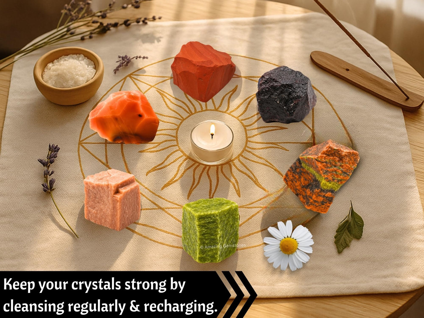 Amazing Gemstone Crystals for Fertility Manifestation, Set of 6 Carnelian, Unakite, Peach Moonstone, Garnet, Red Jasper and Vesuvianite Healing Crystals and Stones