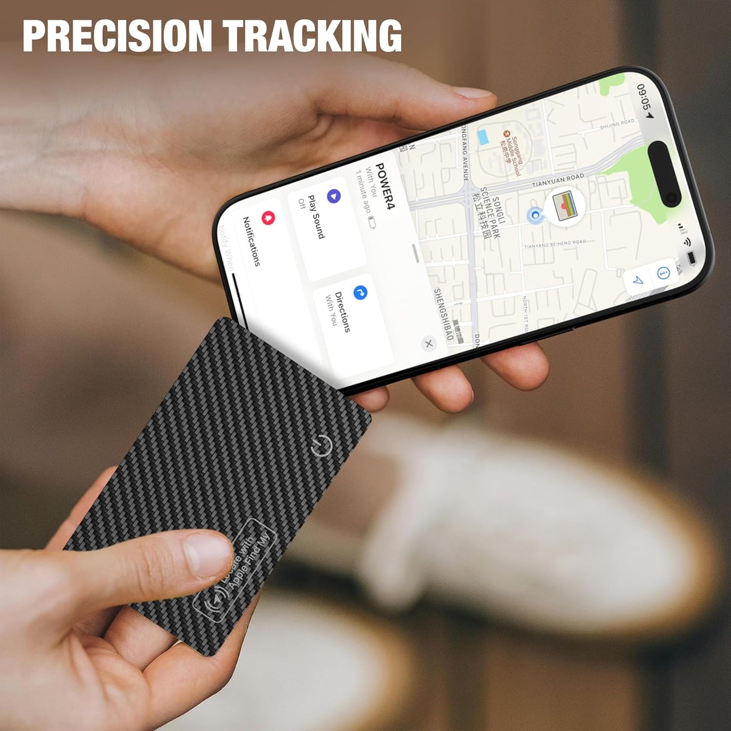 WHEREMYLUV-Item-Finder-for-Wallet, Ultra Thin Bluetooth Tracker Card Compatible with Apple Find My, Rechargeable GPS Locator, IPX8 Waterproof, Slim Smart Card for Men & Women