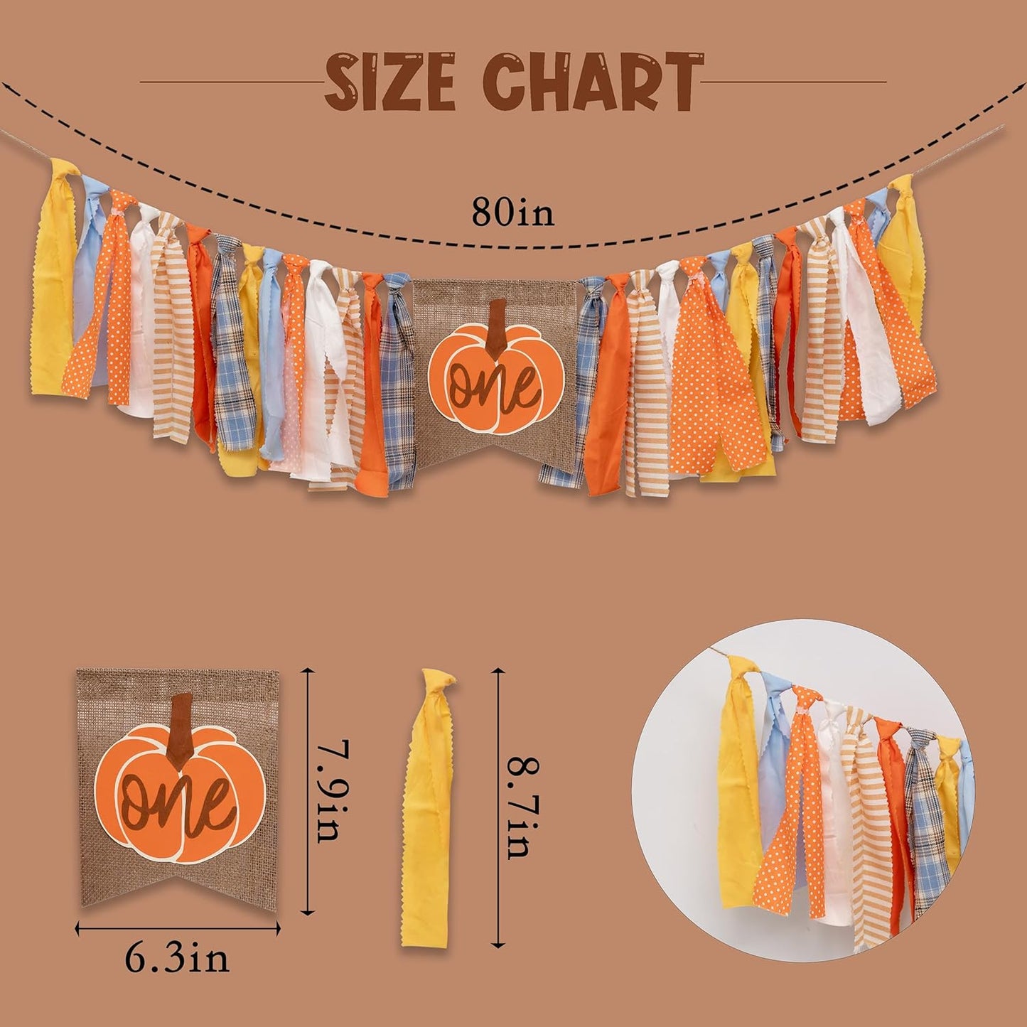 Pumpkin One High Chair Banner - Halloween 1st Birthday Party Decoration Supplies, Fall Thanksgiving Party Banner, Anniversary Photo shoot background props