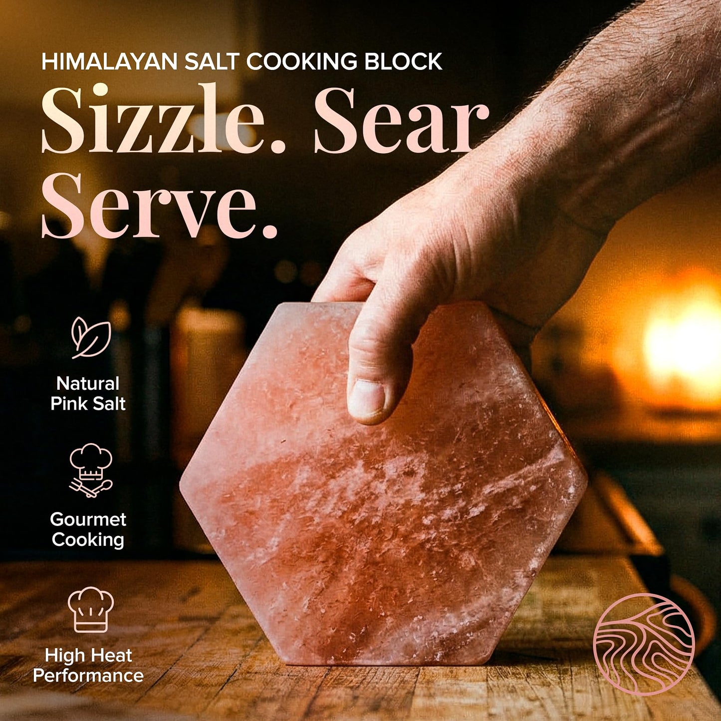 UMAID Sizzle Block™ Himalayan Salt Block for Burgers – 4 Pack Grill Cooking Stone – Even Searing for Juicy, Crispy Burgers – Food Grade Salt Slab for BBQ, Grilling, Oven & Stovetop with Recipe Booklet