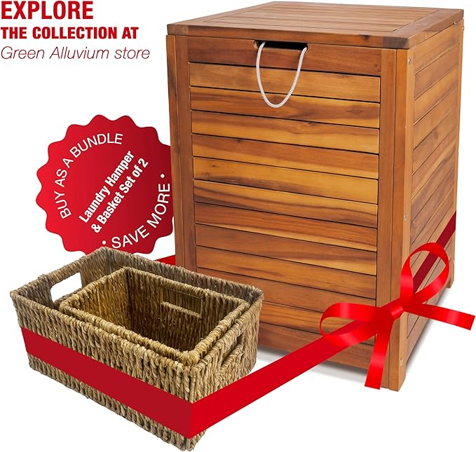 Wicker Basket Set – Stackable Storage Bins for Organizing Pantry & Kitchen – 1 Medium Basket + 1 Small Baskets with Handle – Wicker Storage Baskets for Shelves & More