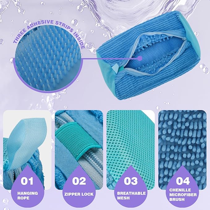 2Pcs Shoe Washing Machine Bag,Deep Clean Reusable Shoe Cleaning Bags,Laundry Shoe Bag for Washer and Dryer Includes 2 Storage Dust Bags for Shoes,Gym,Tennis,Sports 2 Sneaker Washing Machine Bag Blue
