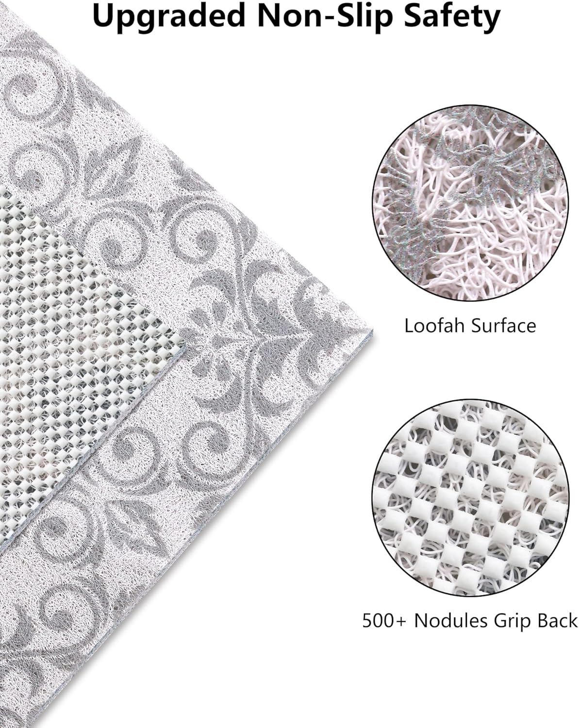 Square Shower Mat, Yonala 24 x 24 Inch Stylish Non Slip Shower Mats for Inside Shower, Soft Trimmable PVC Loofah Anti Slip Shower Mat, Fast Drying Shower Floor Mat for Bathroom, Home, Bath Tub