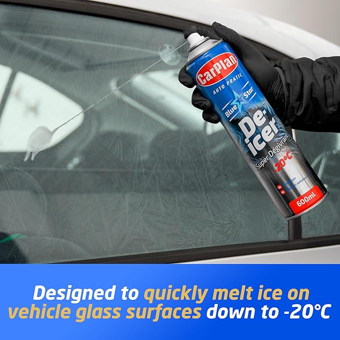 CarPlan De-Icer Aerosol, 21 fl oz – Blue Star De Icer for Car Windshield, Fast-Acting Defroster for Windows, Works in Extreme Cold -20C