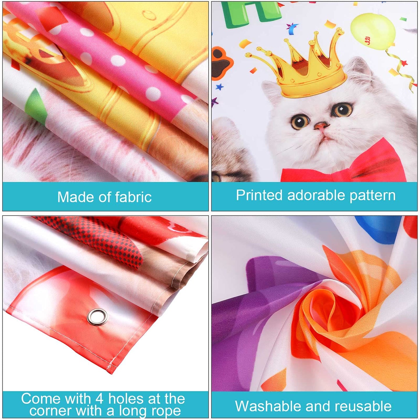 Tatuo Cat Birthday Decorations Happy Birthday Backdrop Kitten Cat Theme Party Photo Backdrop Photography Background Pet Paw Birt
