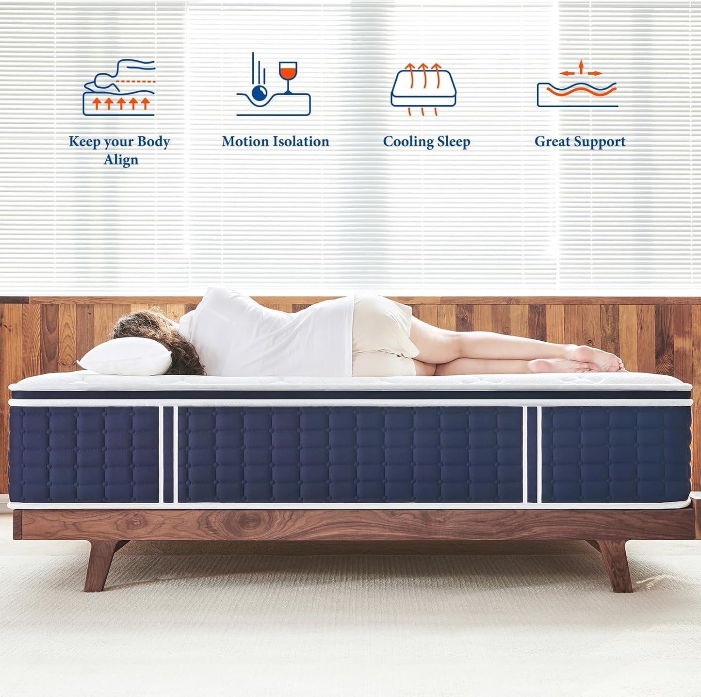 Coolvie Twin XL Mattress 14 Inch, Hybrid XL Twin Mattress in a Box, 4 Layer Premium Foam with Pocket Springs for Motion Isolation and Pressure Relieving, Medium Firm Feel, 100-Night Trial
