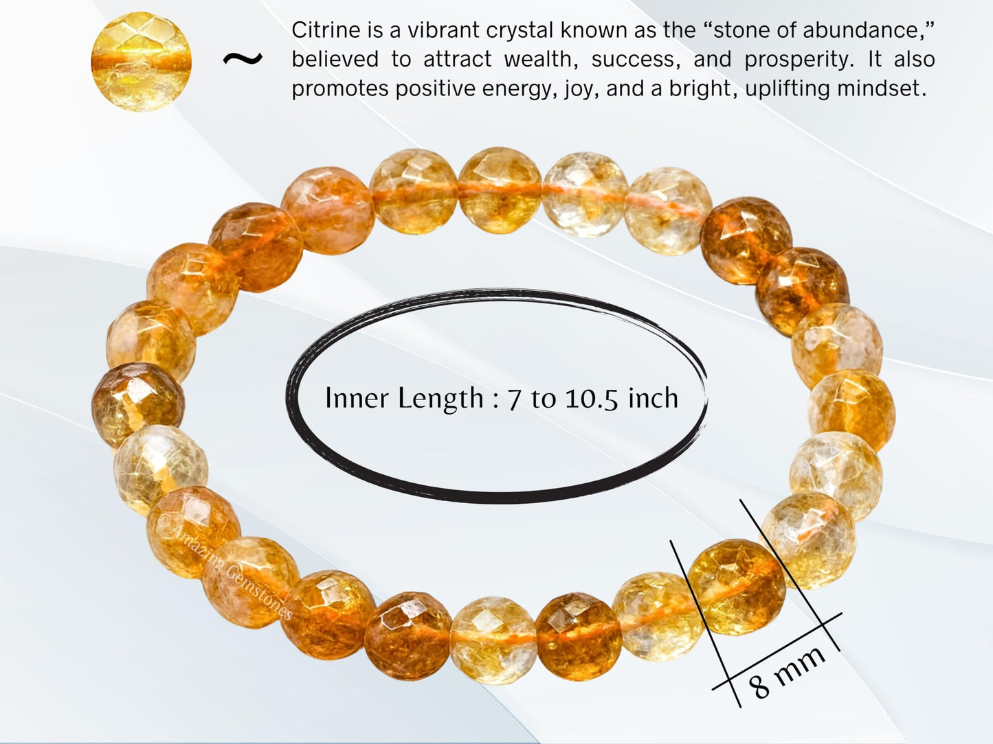 Amazing Gemstone Citrine Bracelet for Women - Chakra Mens Bracelet Protection Crystals and Healing Stones - Blessing Bracelet Spiritual Meditation Gift Christmas Stocking Stuffers