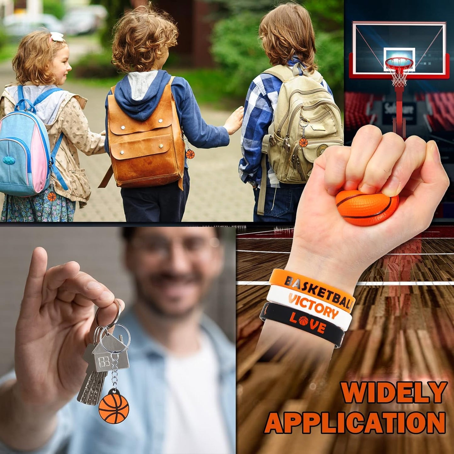 Weysat 184 Pcs Basketball Party Favors Party Supplies with Cup Straw Stress Ball Keychain Sticker Bracelet Whistle Thank You Tags for Birthday Decorations(Basketball)