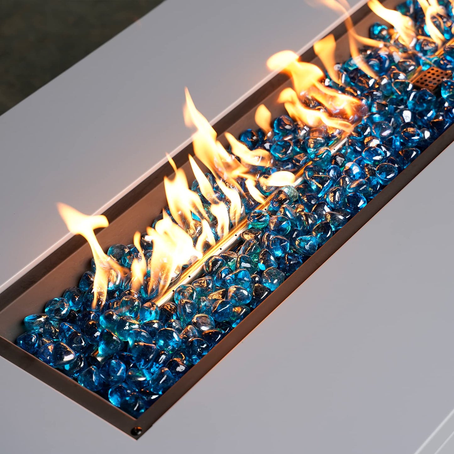 Onlyfire 10 lbs Fire Glass Diamonds 1 Inch, Reflective Fire Pit Glass Rocks for Propane & Natural Gas Fireplace, High Luster Multi-Faceted Stones, Caribbean Blue (Multicolor & Blends Available)