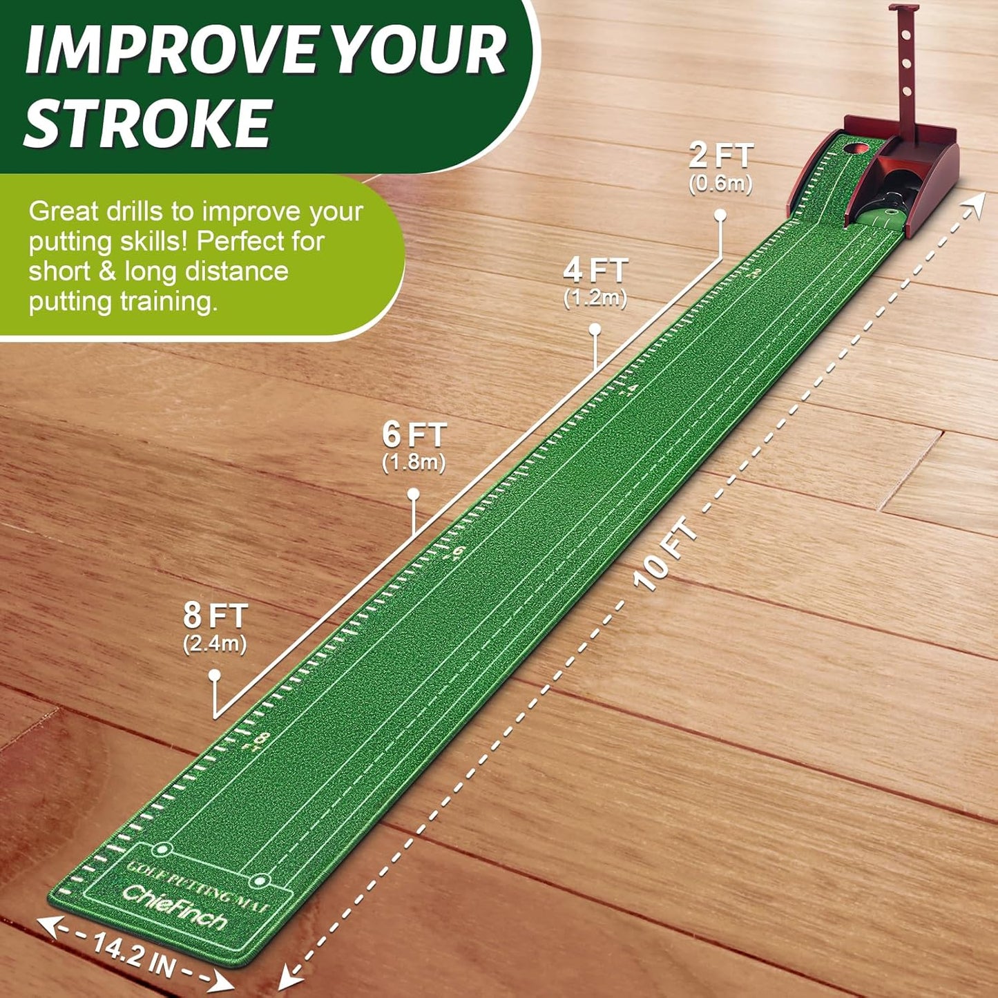 Golf Putting Green for Indoors - Putting Mat with Automatic Ball Return Machine, Mini Golf Pratice Training Equipment at Home or Office, Birthday for Golfs Lovers Golfer Man