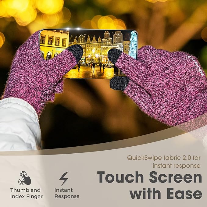 Rahhint Wool Winter Gloves Men Women Fleece lined Knit Gloves with Touchscreen Fingers Insulated Gloves Keep Hand Warm Gift