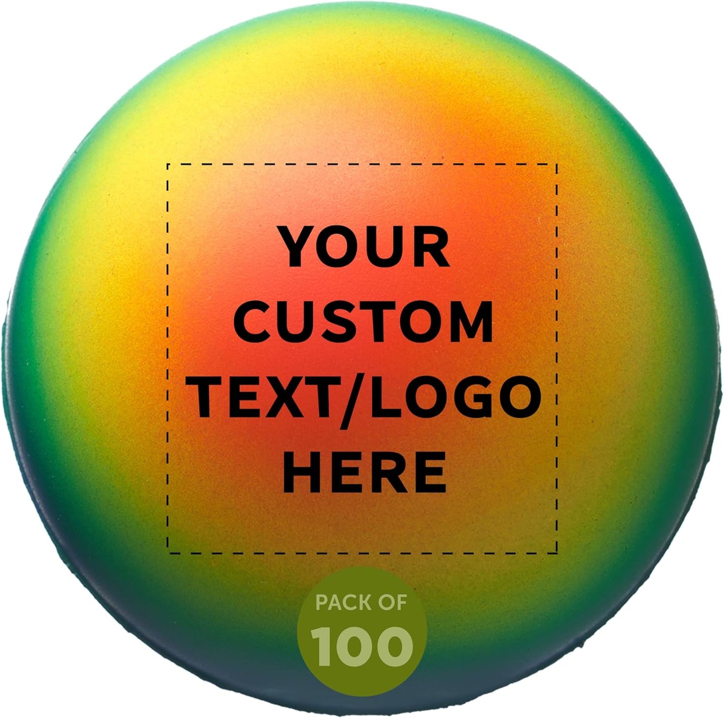 DISCOUNT PROMOS Custom Rainbow Squeeze Balls Set of 100, Personalized Bulk Pack - Perfect for Promotional Giveaways - Rainbow