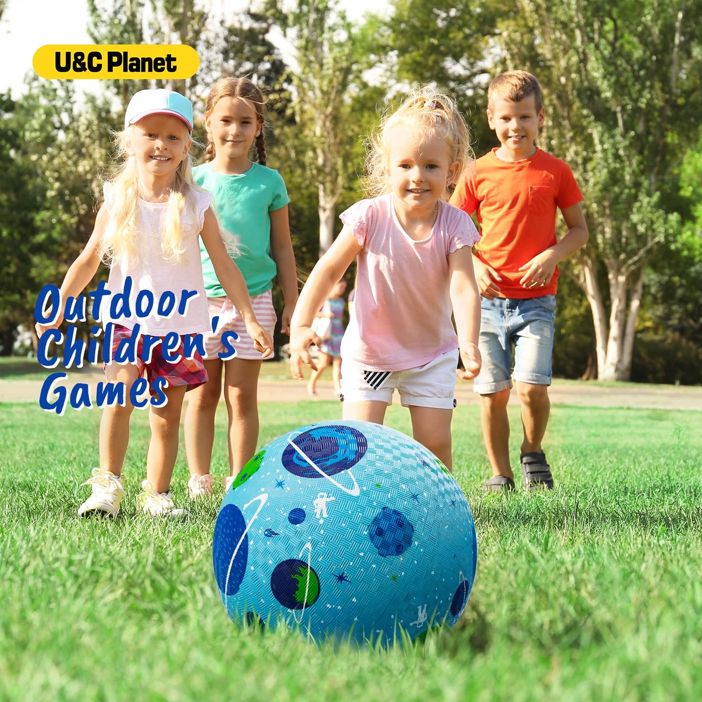 Playground Balls for Toddlers 1-3, 2 Pack 8.5 inch Kickball for Kids Outdoor Indoor, Catoon Dinosaur Planet Rubber Balls with Pump, Child Gift for Boys Girls 1-3 3-5 5-10, Easter Basket Stuffers