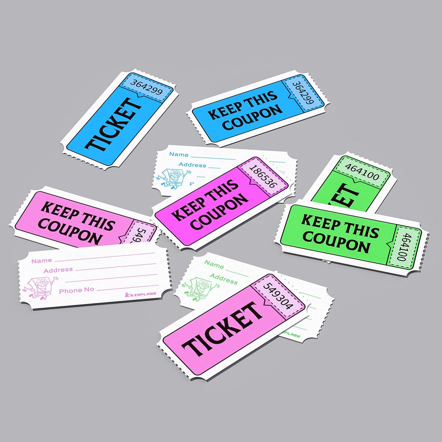 Fluorescence Raffle Tickets Double Roll 2000 Tickets Neon Purple 50/50 Tickets for Events, Entry, Class Reward, Fundraiser & Prizes