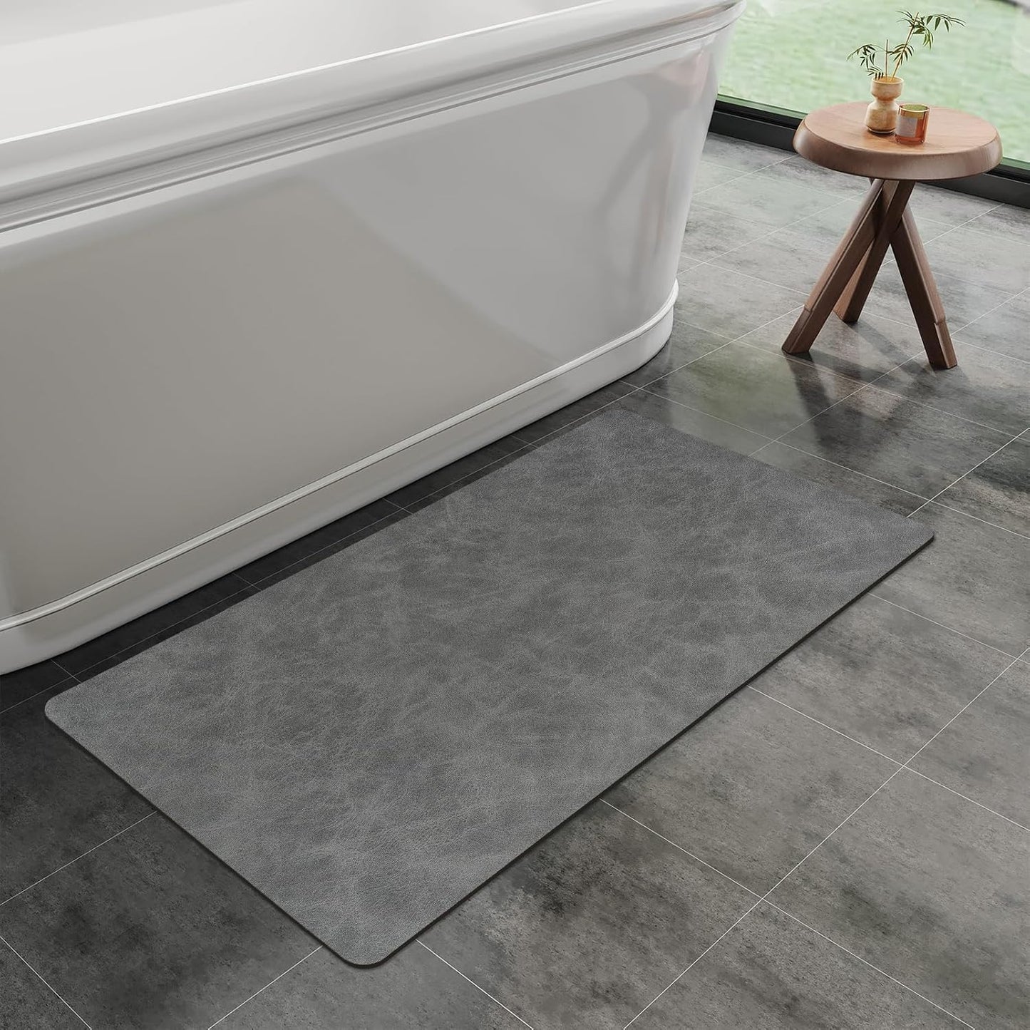 Mecko Bath Mat Rug, Rubber Non-Slip Quick Dry Absorbent Thin Bathroom Rugs Fit Under Door Bathroom Floor Mats-Shower Rug for in Front of Bathtub, Sink, Shower Room(Dark Grey,24"x48")