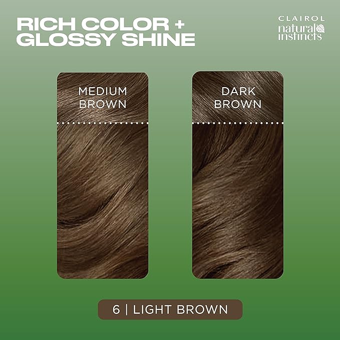 Clairol Natural Instincts Demi-Permanent Hair Color, 6 Light Brown Hair Color, Pack of 1