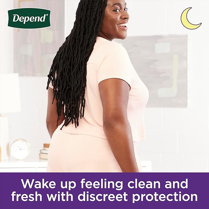 Depend Night Defense Adult Diapers, Incontinence & Postpartum Bladder Leak Underwear for Women, Disposable, Overnight, Extra-Large, Blush, 48 Count (4 Packs of 12), Packaging May Vary