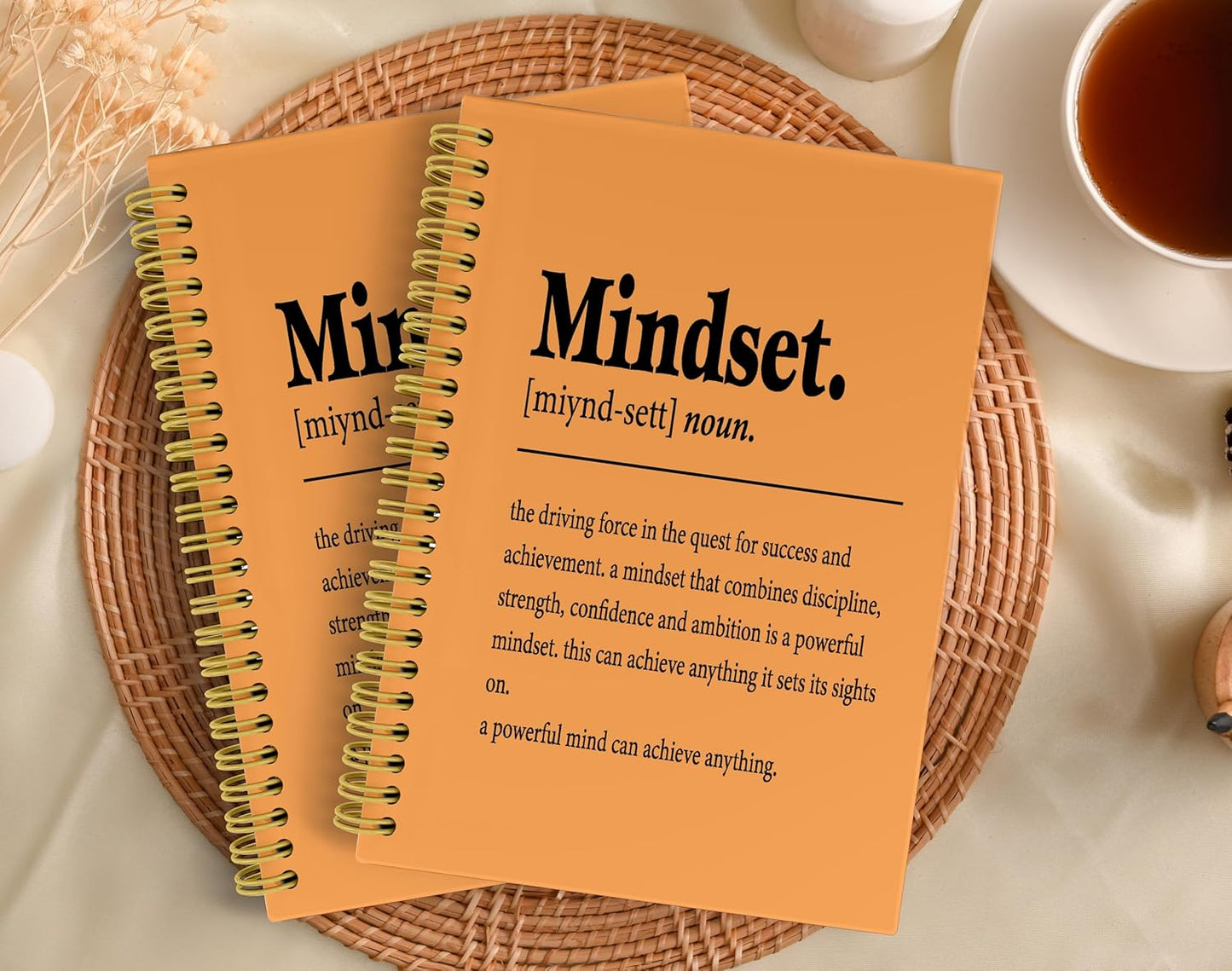 Knibeo Mindset Inspirational Notebooks Journal - Notebooks for School, 5.5×8.3 Inch Inspirational Spiral Bound Notebook with 164 Pages, College School Supplies(Orange Color)