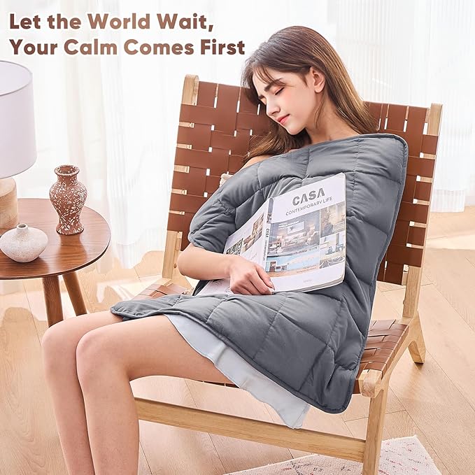 Weighted Lap Blanket for Adults 5lbs, 29"x33" Cooling Heavy Throw Blanket, Portable Travel Weighted Blankets, Soft Small Blankets Gift for Sleeping, Grey