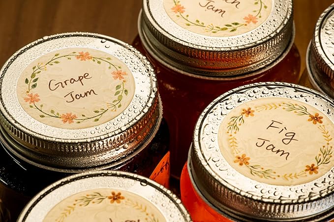 MONEST Waterproof & Oil Resistant Stickers for Jars & Lids | Pantry Labels | Mason Jar & Bottle Labels (Pink Flower)