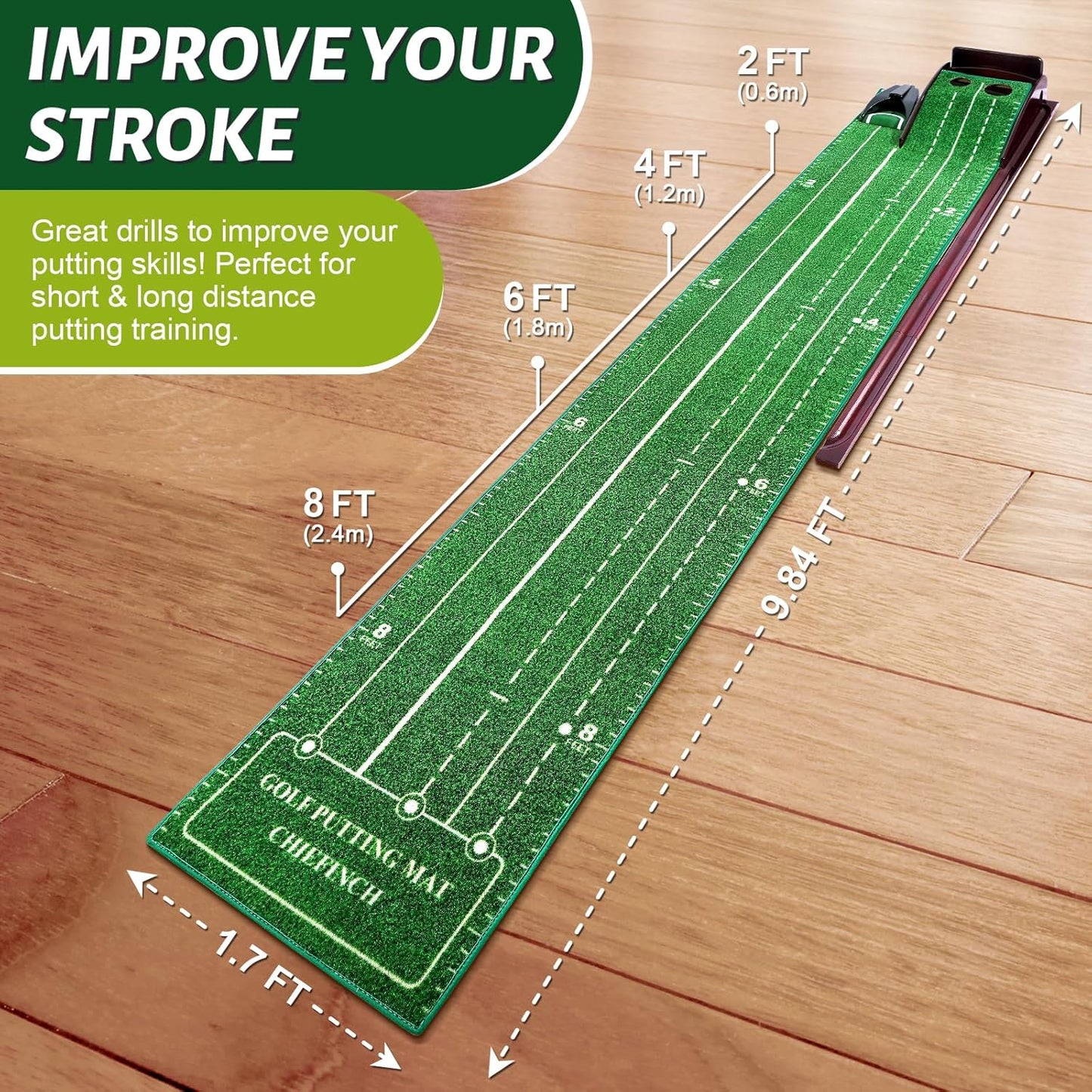 Golf Putting Green for Indoors - Putting Mat with Automatic Ball Return Machine, Mini Golf Pratice Training Equipment at Home or Office, Birthday for Golfs Lovers Golfer Man