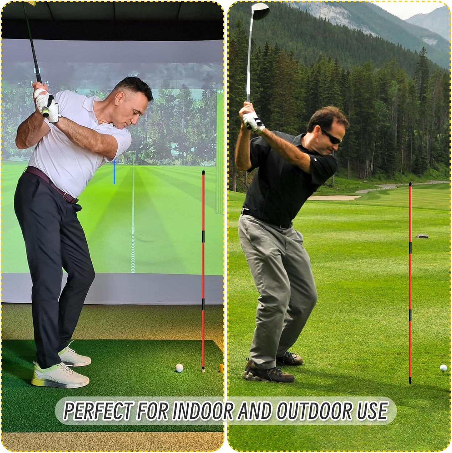 2 Pack Golf Alignment Sticks,Upgraded 48" Collapsible Golf Practice Rods for Aiming,Golf Swing Trainer,Golf Indicator Sticks,Posture Corrector with Clear Tube Case